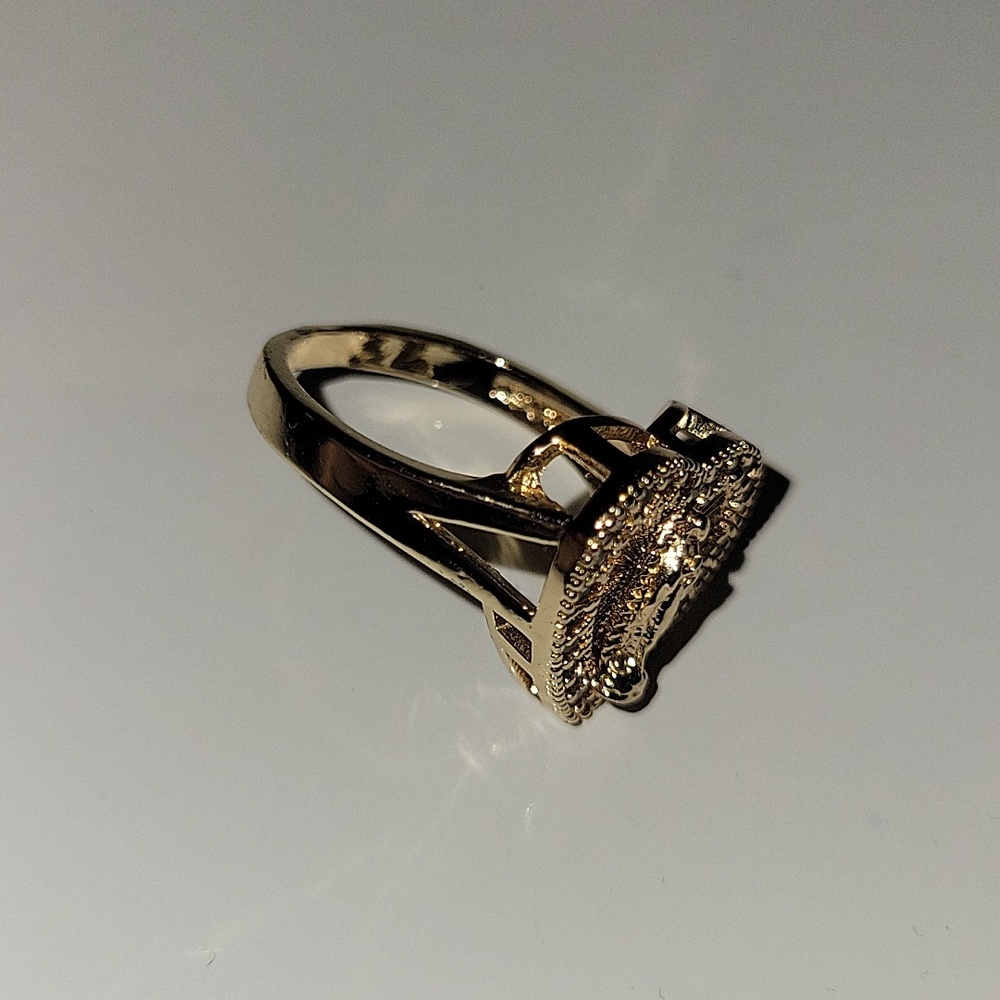 Gold Dipped Heart Virgin Mary Ring with Crystal Halo - Women's Jewelry - Picture 2 of 4